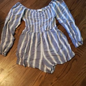 Blue striped romper